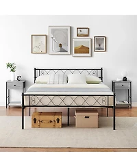 gaomon Queen Metal Platform Bed Frame With Headboard Storage Capacity Steel Slats Modern No Box Spring Easy Assembly