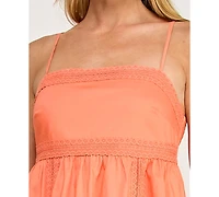 Beauty & Grace Women's Sleeveless Square Neck Poplin Short Dress
