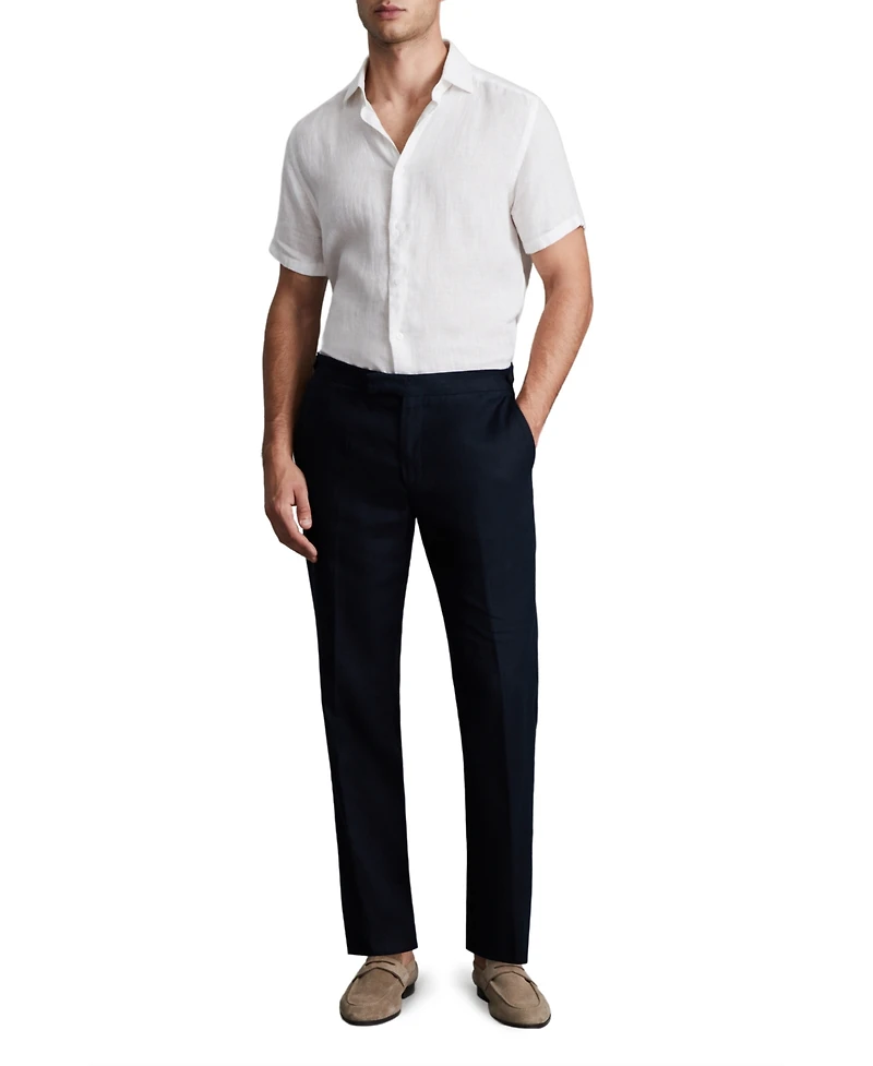 Reiss Men's Slim Fit Linen Button-Through Shirt