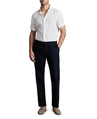 Reiss Men's Slim Fit Linen Button-Through Shirt