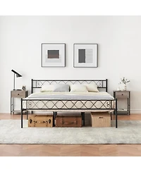 gaomon Metal Platform Bed Frame With Headboard Storage Capacity Steel Slats Modern No Box Spring Easy Assembly