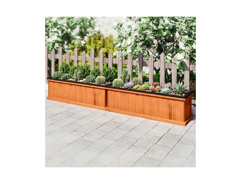 Slickblue Fir Wood Planter Box with Drainage Holes and Liner