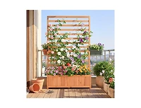 Slickblue 59 Inch Tall Wooden Raised Garden Bed with Trellis
