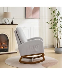 Streamdale Furniture 27.2"W Rocking Chair for Nursery, Polyester Glider with High Back & Side Pocket