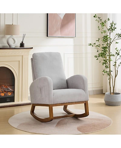 Streamdale Furniture 27.2"W Rocking Chair for Nursery, Polyester Glider with High Back & Side Pocket