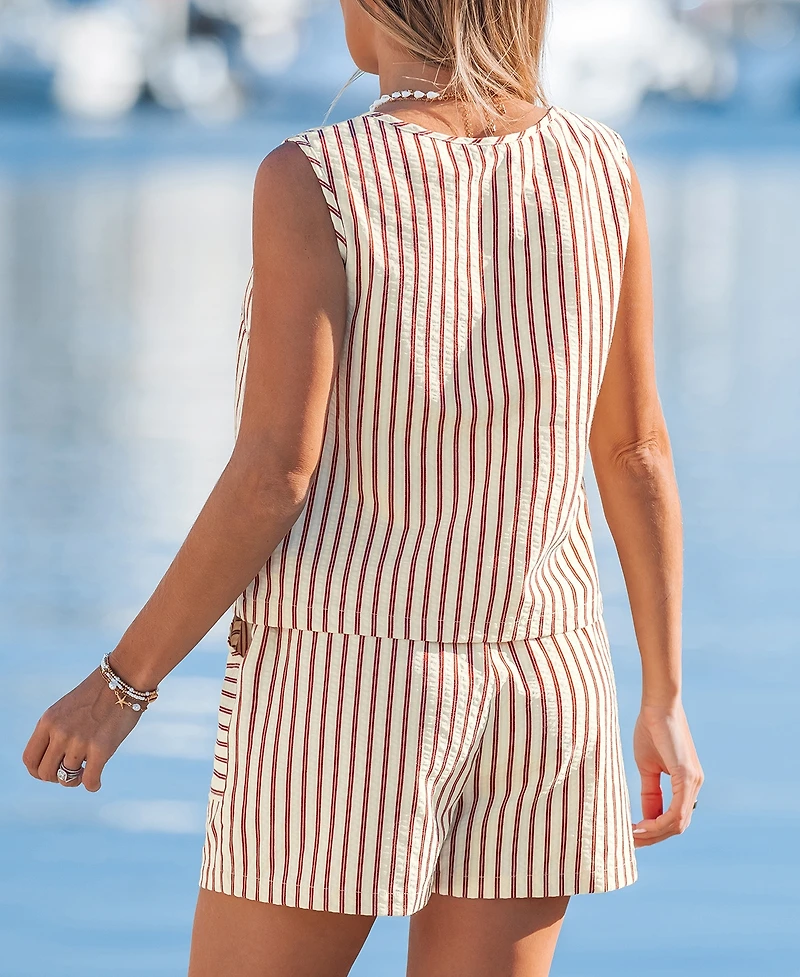 Cupshe Women's Crew Neck Unlined Short Set