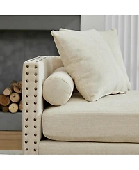 Streamdale Furniture Chenille Chaise Lounge with Aged Brass Nailheads