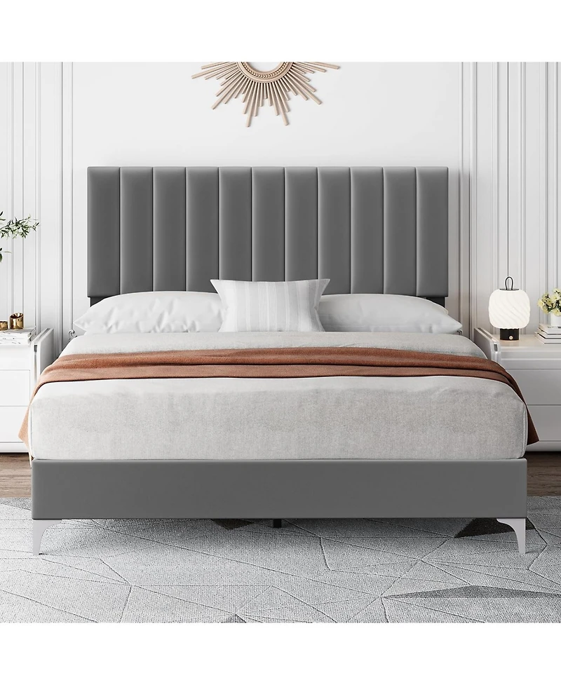 gaomon Bed Frame with Headboard and 4 Drawers Platform Steel Slats No Box Spring Needed Quiet Easy Assembly