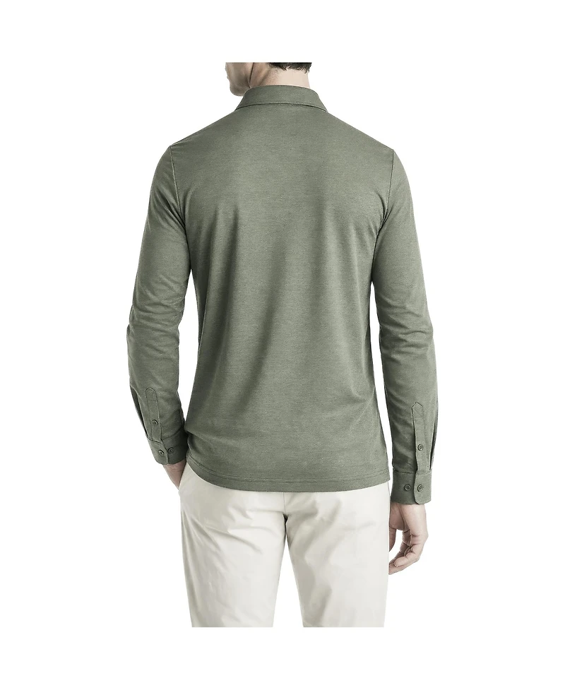 Level 7 Men's Office-Leisure Collection Melange Seamless Long Sleeve Shirt