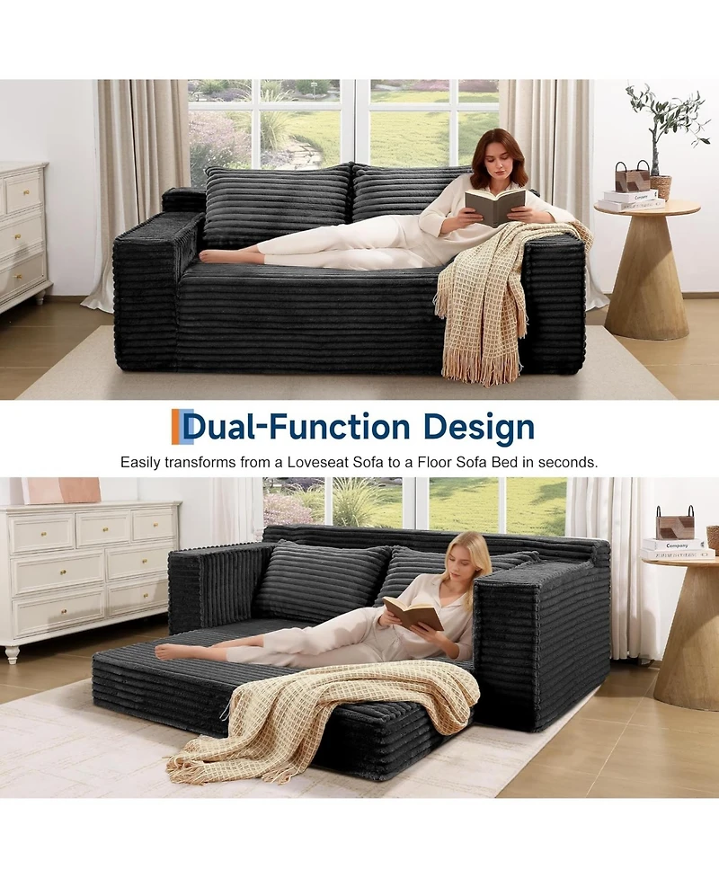 gaomon 75" Convertible Sofa Bed, Boneless Couch Bed with 2 Pillow, Folding Pull Out Couch, Loveseat Sleeper Sofa, Futon Couch for Living Room Bedroom