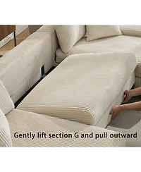 Streamdale Furniture U-Shaped Corduroy Sleeper Sofa Bed