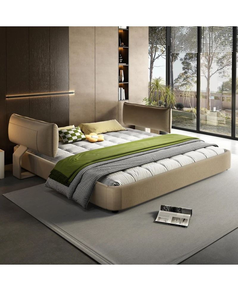 Streamdale Furniture King Size Cloud Bed Frame with Oversized Padded Movable Headboard