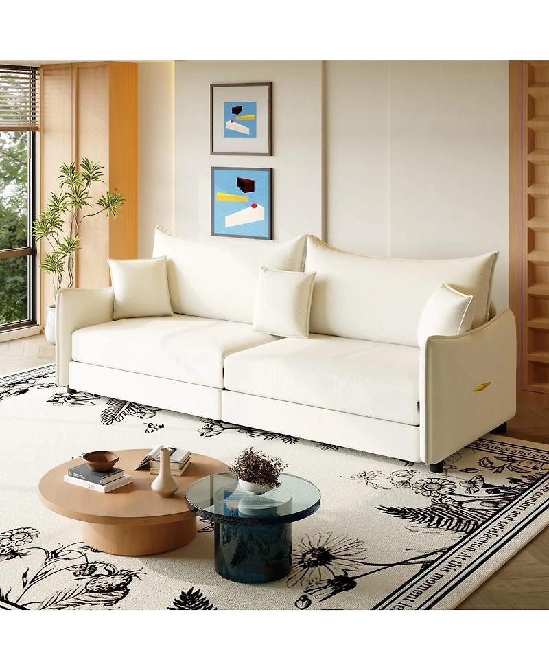 Streamdale Furniture King Pull Out Sofa Bed, 3-in-1 Convertible Sofa with 3 Pillows, Modern Velvet Couch