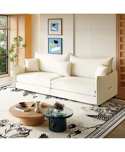 Streamdale Furniture King Pull Out Sofa Bed, 3-in-1 Convertible Sofa with 3 Pillows, Modern Velvet Couch