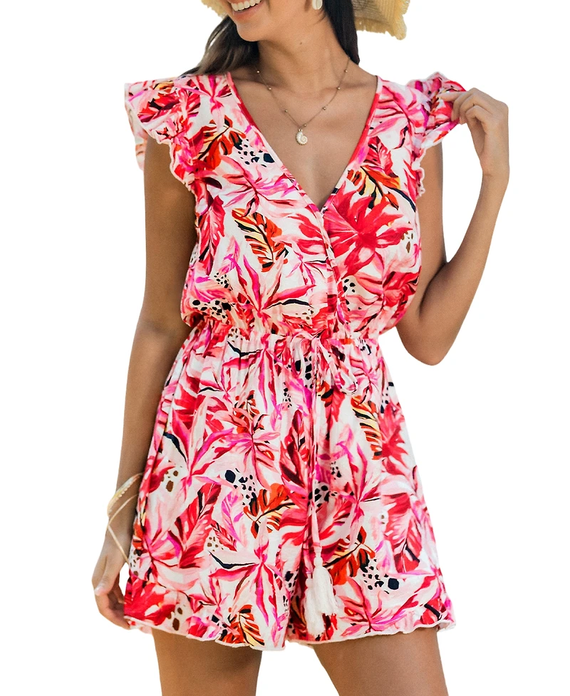 Cupshe Women's Floral Amulet Tropical Romper