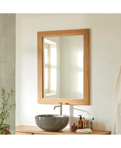 Tikamoon Solid Teak Wood Mirror 90x70 Wall Hanging Bathroom Living Room