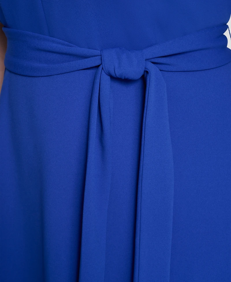 Dkny Plus Short-Sleeve Jewel Neck Flared Maxi Dress
