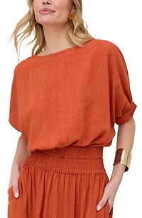 Raffya Women's Poppy Boat Neck Top