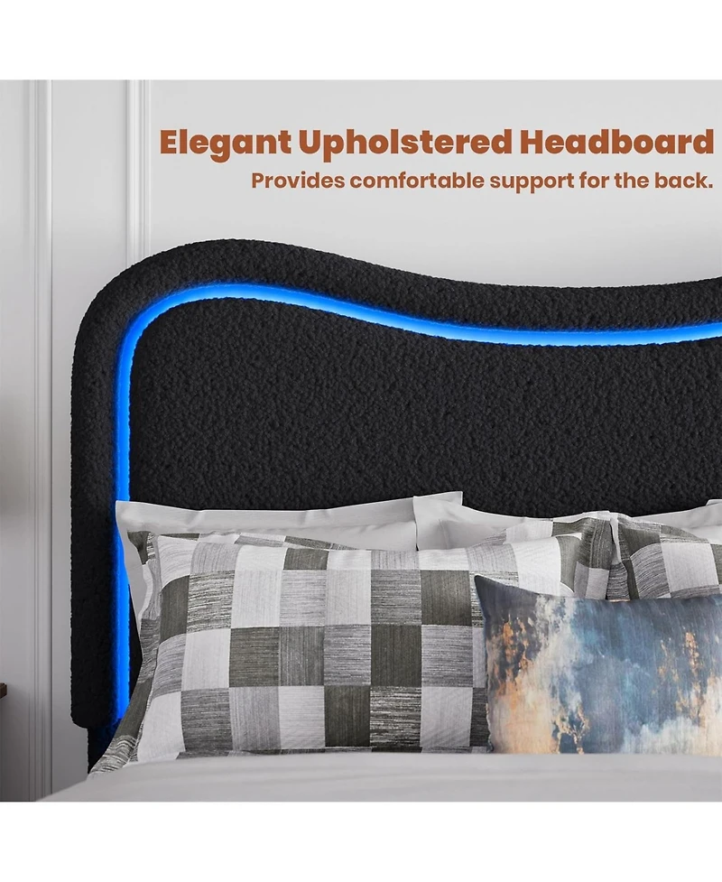 gaomon Led Bed Frame with 2 Drawers and Headboard Cute Upholstered Bed Storage Sturdy Platform No Box Spring