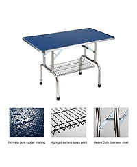 Aostirmotor 36" Folding Dog and Cat Grooming Table, Stainless Steel Top with Non-Slip Surface