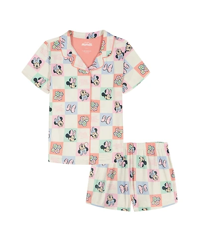 Minnie Mouse Girls' 2T-4T Printed Short-Sleeve Top and Shorts, 2-Piece Set