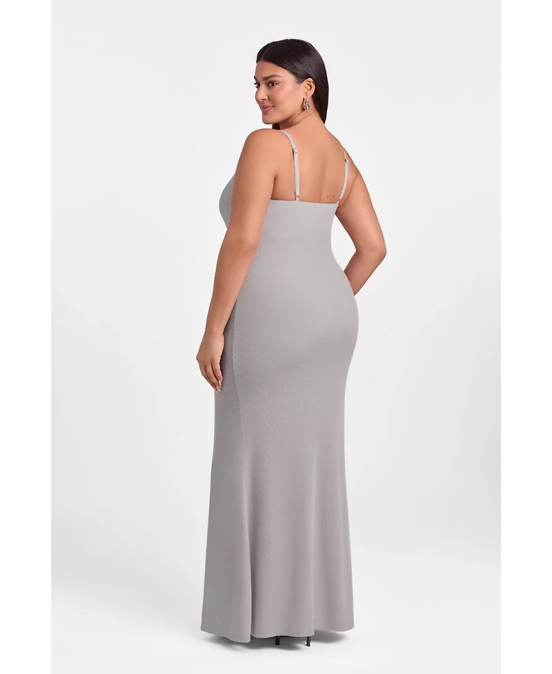 S3 Apparel Women's Scoop Neck Ribbed Sculpting Cami Maxi Dress with Built-In Shapewear