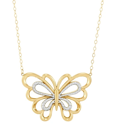 Macy's Butterfly Pendant Necklace in 22k Yellow Gold-Plated Sterling Silver