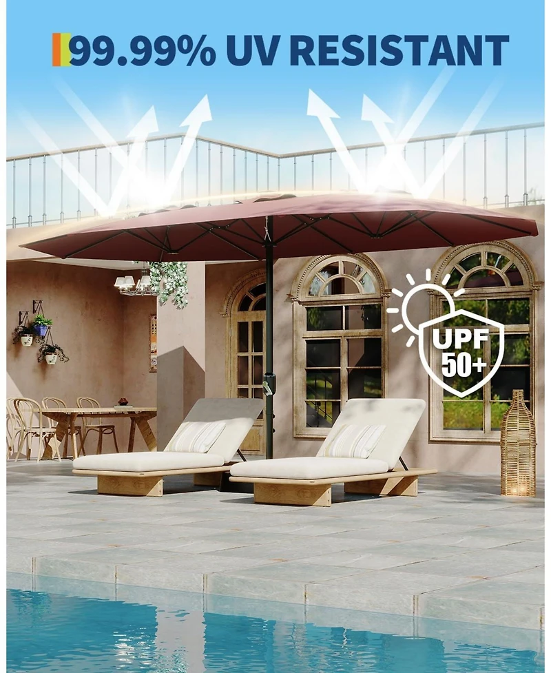 Gaomon 15ft Large Patio Umbrella with Sandbag Base