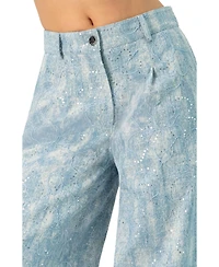Ivonne Women's Wide Leg Embroidered Jeans