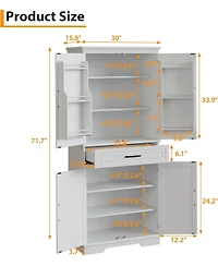 Gaomon 72" Tall Kitchen Pantry Storage Cabinet, Freestanding Cupboard with 1 Drawer & 4 Doors, 3 Adjustable Shelves, Large Storage Cabinet