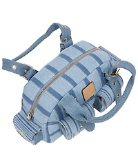 True Religion Multi Stripe Soft Satchel – Mini Handbag with Utility Pockets