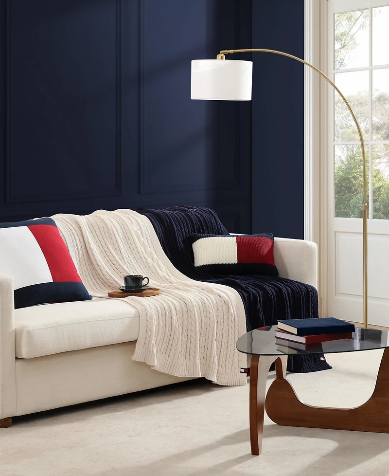 Tommy Hilfiger Rib Knit Flag Novelty Decorative Pillow, 11" x 18"