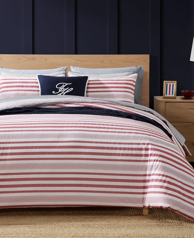 Tommy Hilfiger Mandalay Beach Stripe Cotton Reversible -Pc. Duvet Cover Set