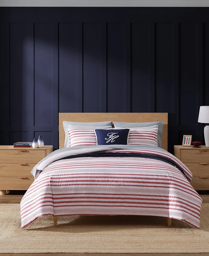 Tommy Hilfiger Mandalay Beach Stripe Cotton Reversible 3-Pc. Duvet Cover Set