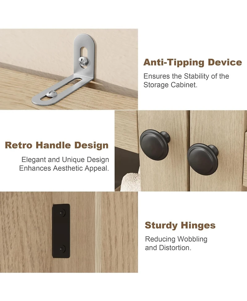 gaomon Kitchen Pantry Storage Cabinets, Tall Storage Cabinet, Tier Bathroom Cabinet with Glass Doors and Adjustable Shelves, Kitchen Hutch