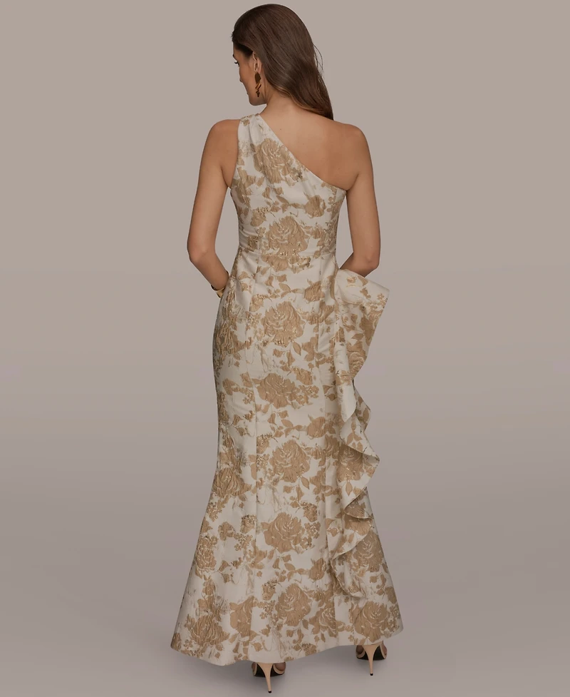 Donna Karan New York Petite Floral One-Shoulder Gown