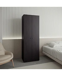 flynama Home 2 Doors Closet System Armoire Hanging Rod Storage Shelf, Modern Bedroom Organization Storage