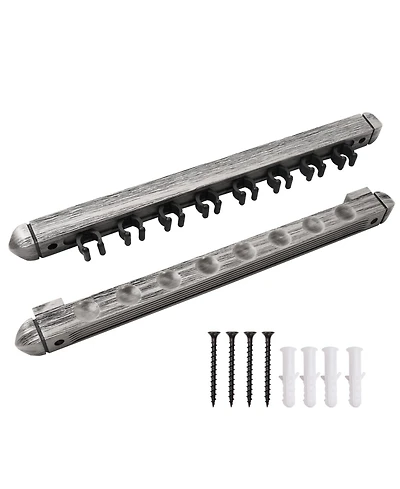 Gse Games and Sports Expert Piece Wood Billiard Pool Cue Rack Wall Mounted Holders, Pool Cue Wall Rack Set - Brushed - 8 cue