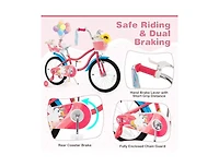 Hongge 18 Inch Girls Bike with Doll Seat and Training Wheels for 3-5 Years