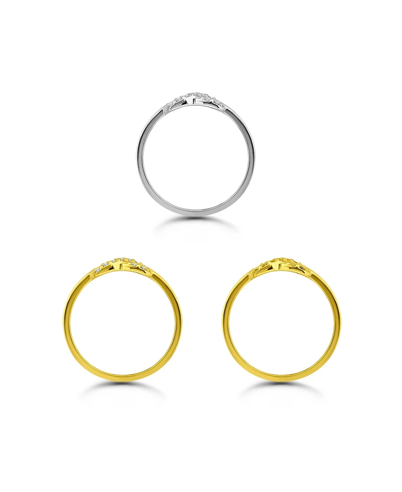 Macy's 1/2 cttw 3pc Set- Pave Cubic Zirconia Infinity Design on Polish 3mm Band Ring