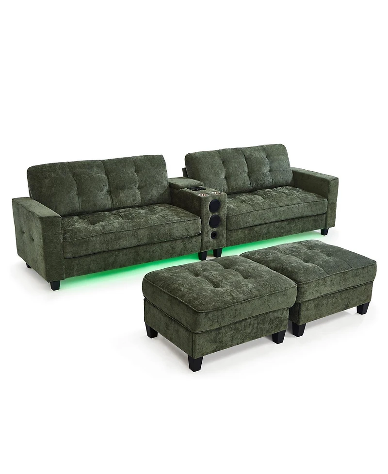 Streamdale Furniture Modern U-shaped Sectional Sofa with Storage Ottomans