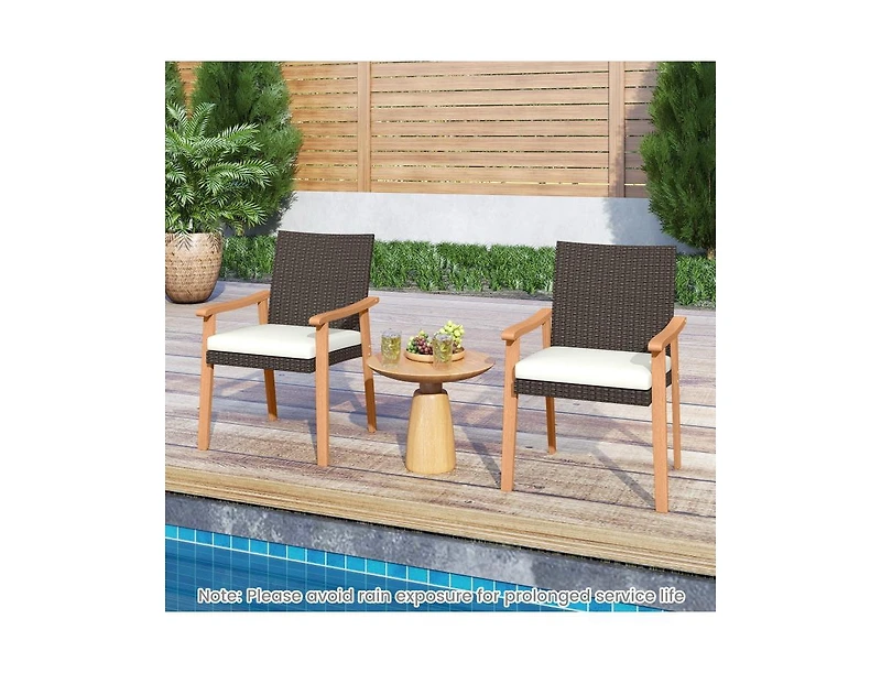 Slickblue Patio Rattan Dining Chairs Set of 2 with Removable Cushions