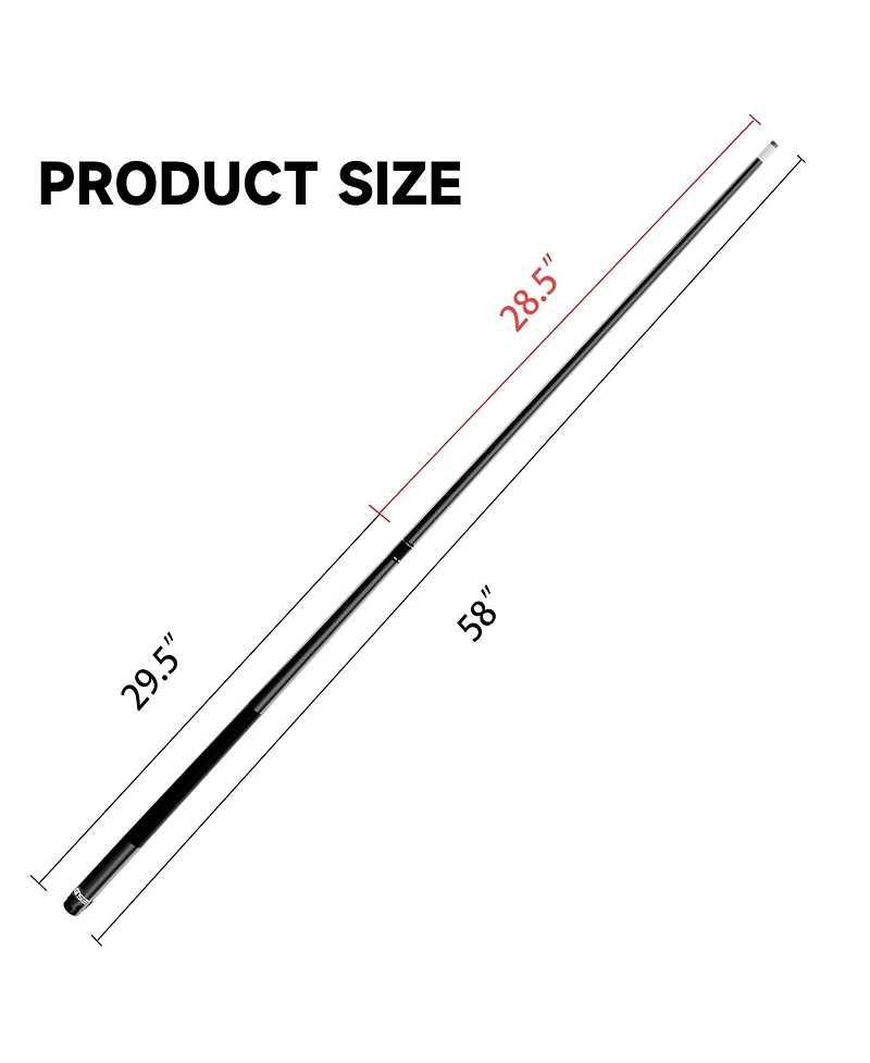 Gse Games & Sports Expert 58" 2-Piece Matte Fiberglass Graphite Composite Billiard Pool Cue Stick for Men/Women
