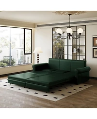 Streamdale Furniture Chesterfield Sleeper Sofa Bed, 93.7" Pull Out, Faux Leather