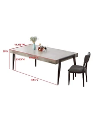 Kings Brand Furniture Modern Dining Table with marble Finish and Metal legs