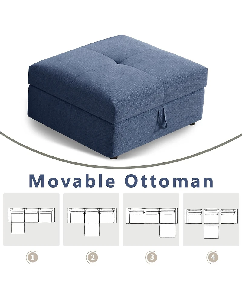 Streamdale Furniture Modern L-shaped sectional sofa, 105-inch cloud sofa with adjustable backrest and ottoman