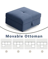 Streamdale Furniture Modern L-shaped sectional sofa, 105-inch cloud sofa with adjustable backrest and ottoman