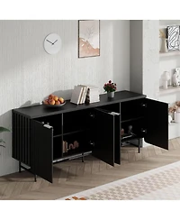 logicfox 68 inch Modern Scandinavian Alcove Door Kitchen Storage Sideboard Buffet Cabinet Console