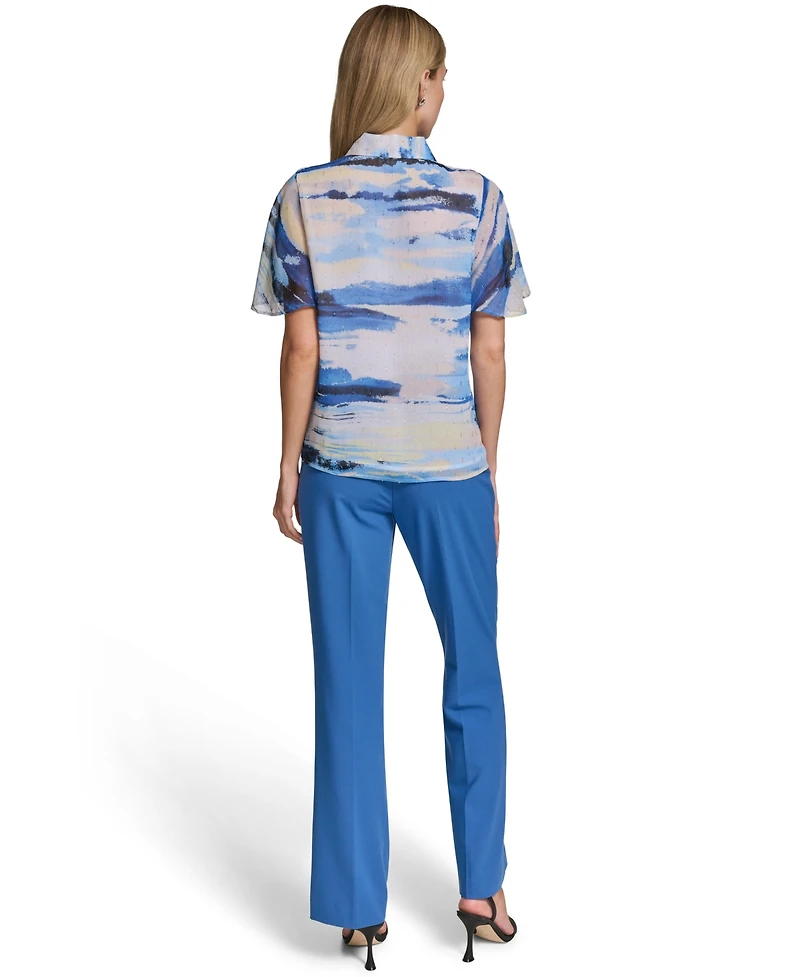 Calvin Klein Women's Tie-Neck Button-Front Blouse