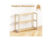 Slickblue 3 Tier Solid Wood Shoe Organizer with Open Slatted Storage